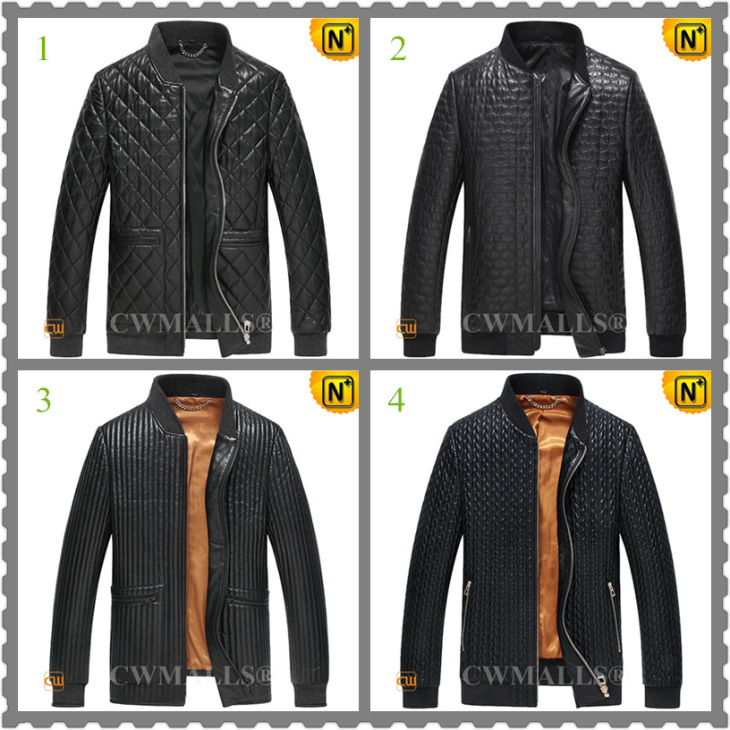 Men's balck quilted leather jackets