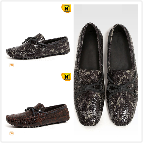 Embossed Leather Driving Loafers